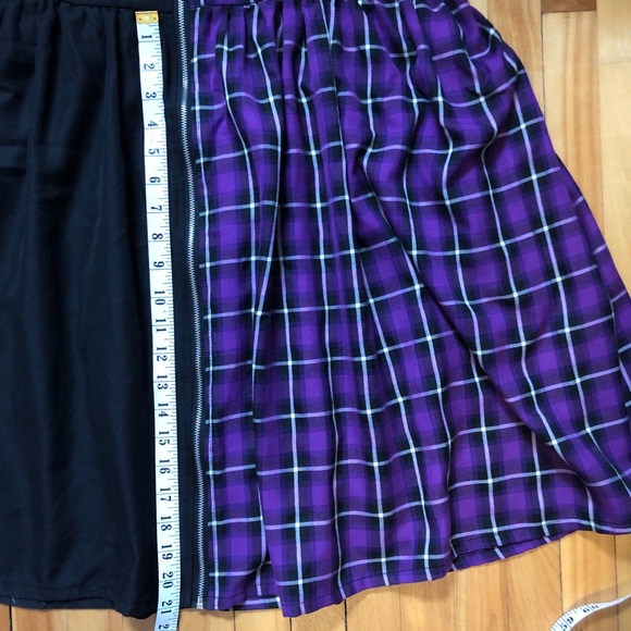 2XL Sz 18 Hot Topic Split Purple Plaid Kawaii Punk Goth Pocket Dress - Picture 7 of 9